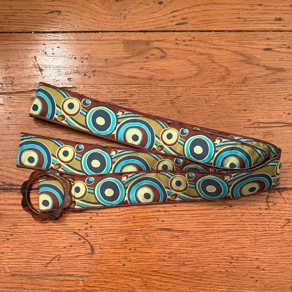 Multicolor Patterned Women's Ribbon Belt - Picture 4 of 6